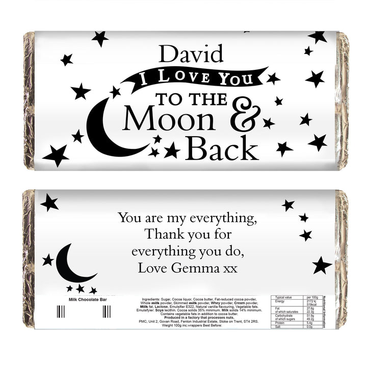 Personalised To the Moon and Back... Milk Chocolate Bar