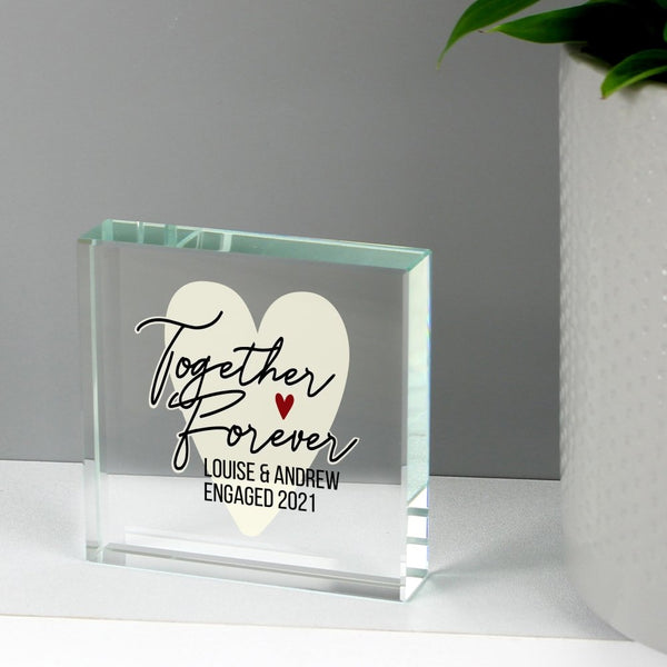 Personalised Together Forever Large Crystal Token - Romantic Gift - Personalised Paperweights