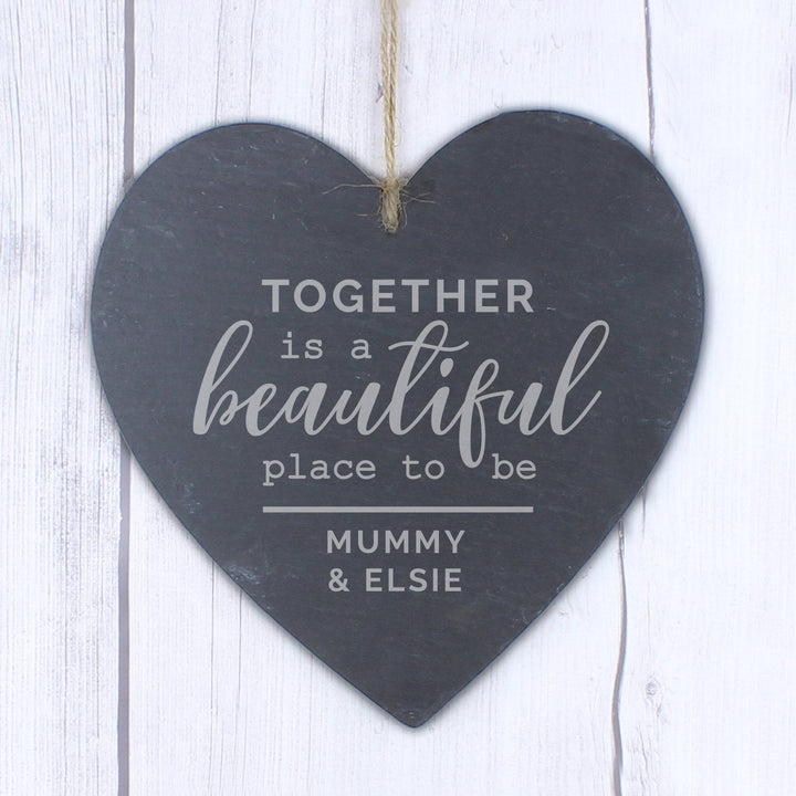 Personalised Together Slate Heart Decoration