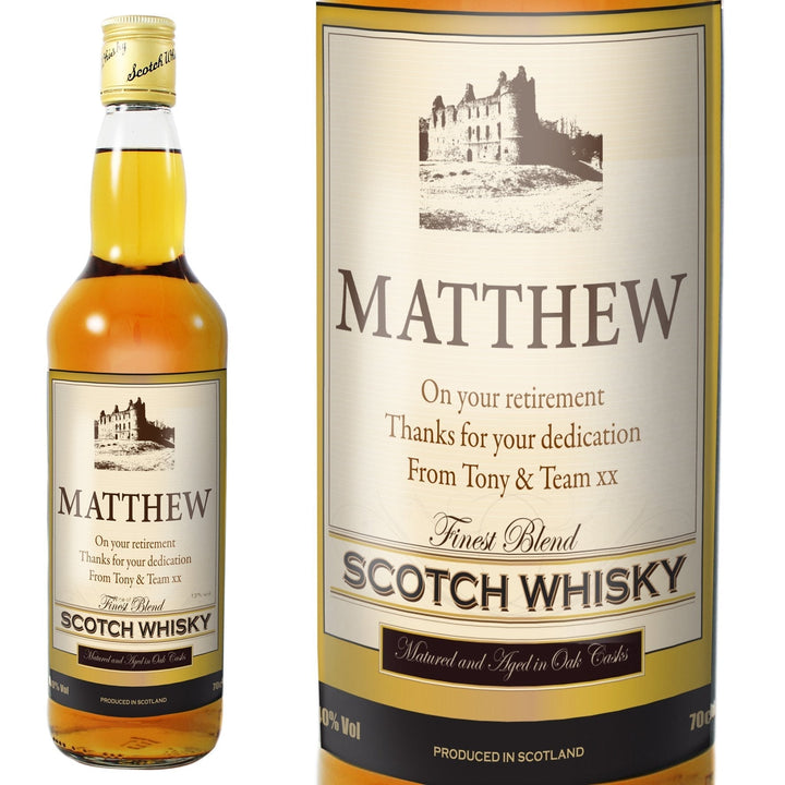 Personalised Traditional Castle Bottle Of Whisky 70cl