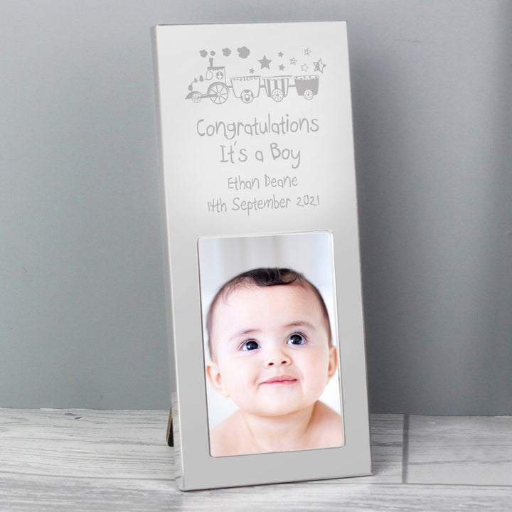 Personalised Train Small 2x3 Silver Photo Frame