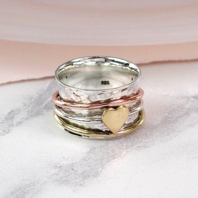Personalised Trio Spinning Ring - Stirling Silver