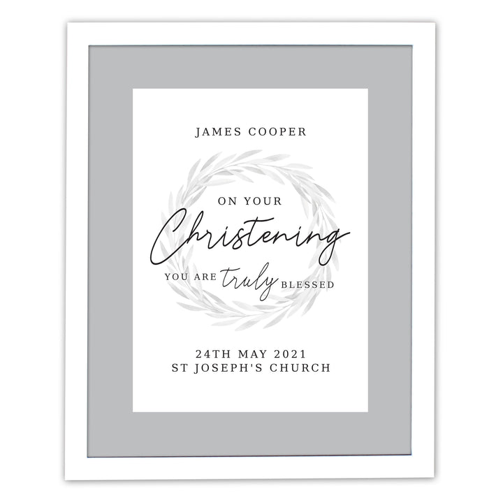 Personalised 'Truly Blessed' Christening White Framed Print