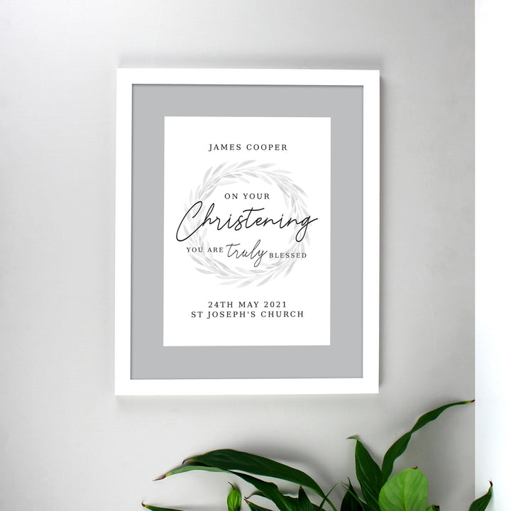 Personalised 'Truly Blessed' Christening White Framed Print