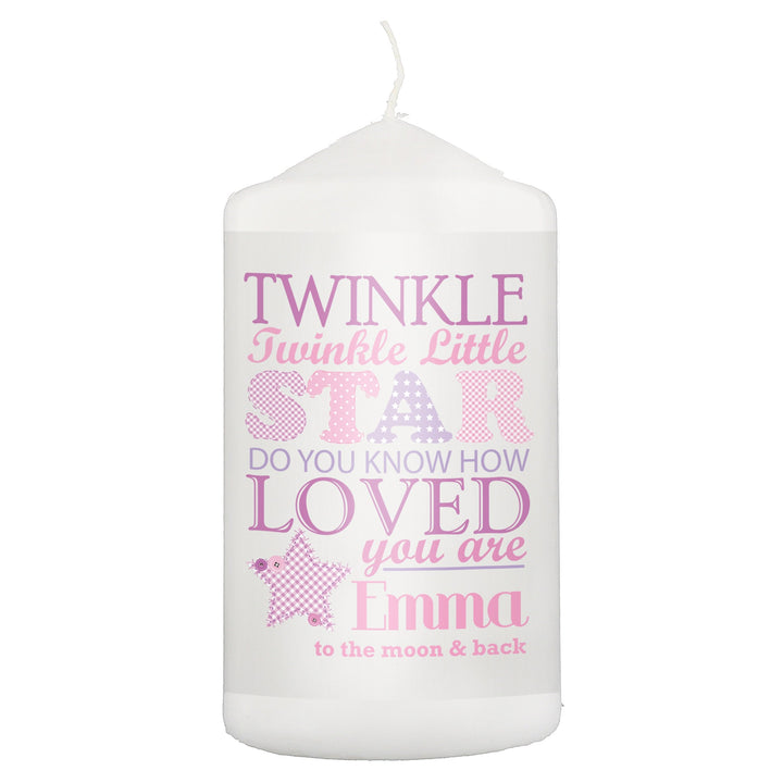 Personalised Twinkle Girls Pillar Candle