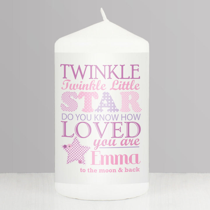 Personalised Twinkle Girls Pillar Candle