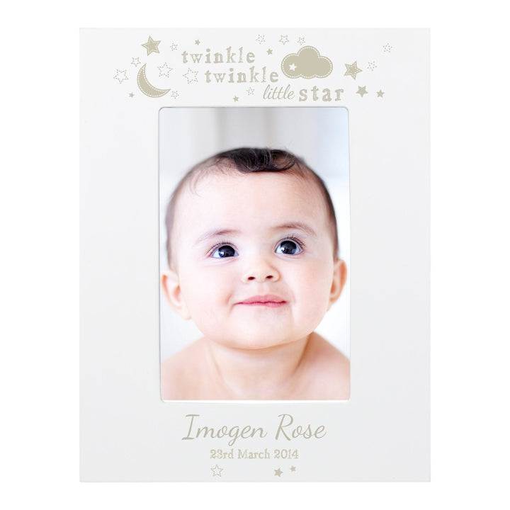 Personalised Twinkle Twinkle 4x6 White Wooden Frame