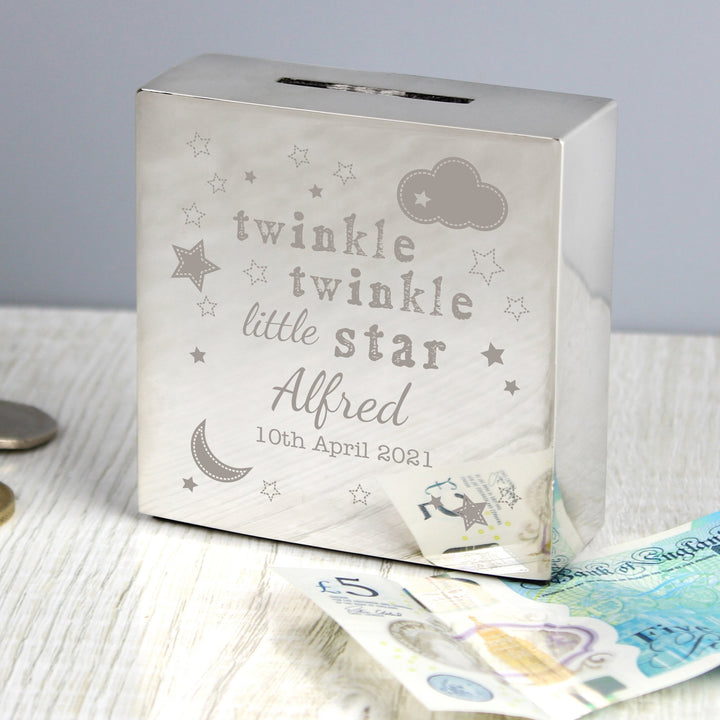 Personalised Twinkle Twinkle Square Money Box