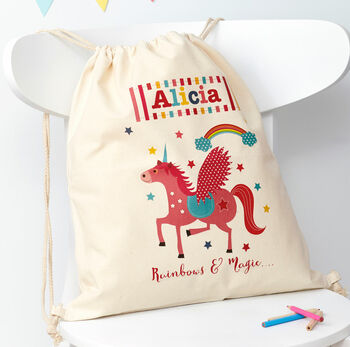 Personalised Unicorn Cotton Nursery Bag