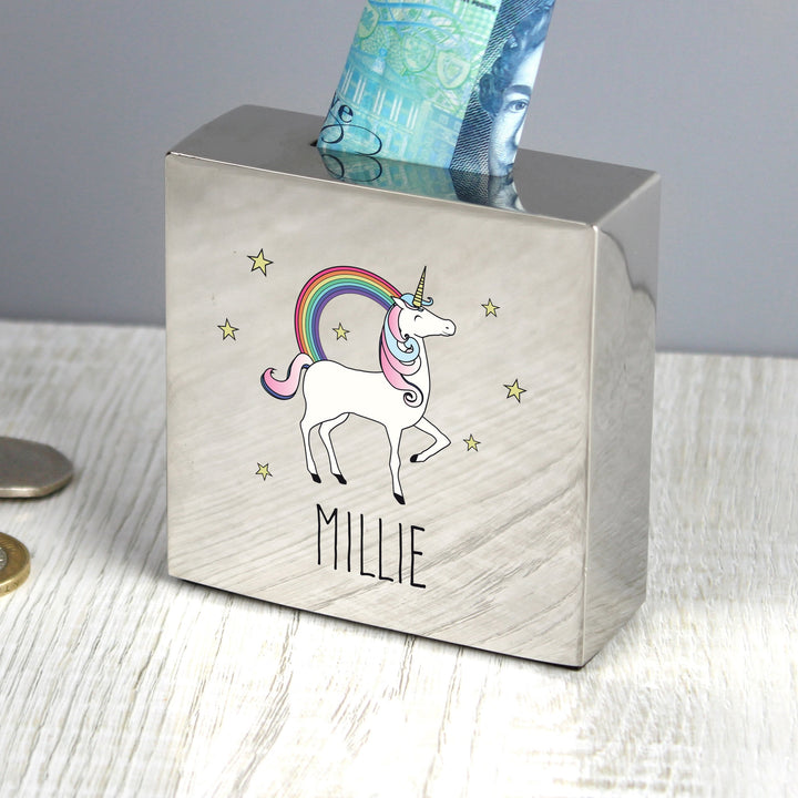 Personalised Unicorn Square Money Box