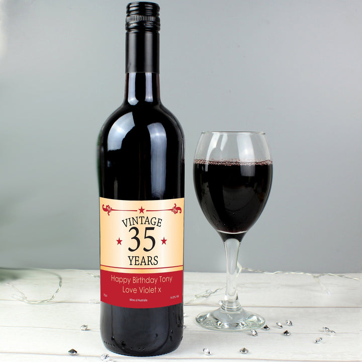 Personalised Vintage Numbers Red Wine