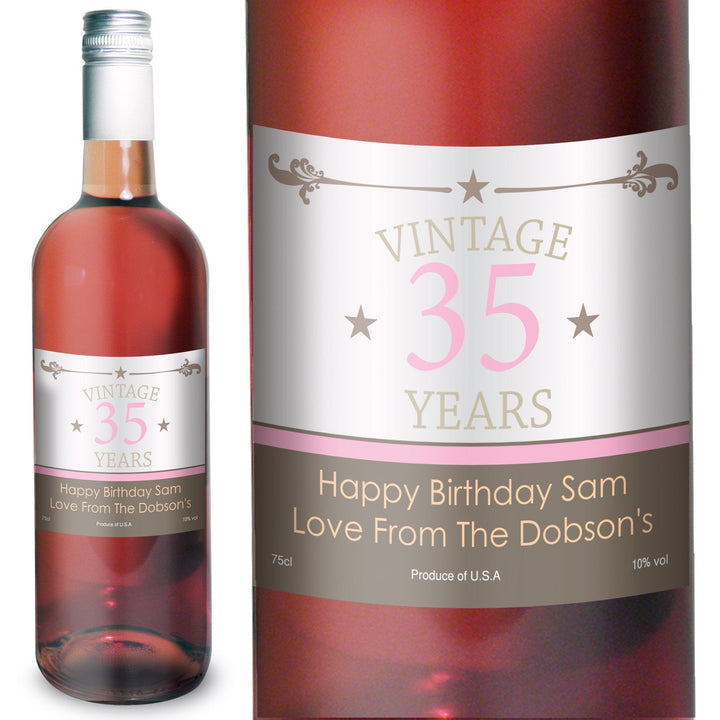 Personalised Vintage Numbers Rose Wine