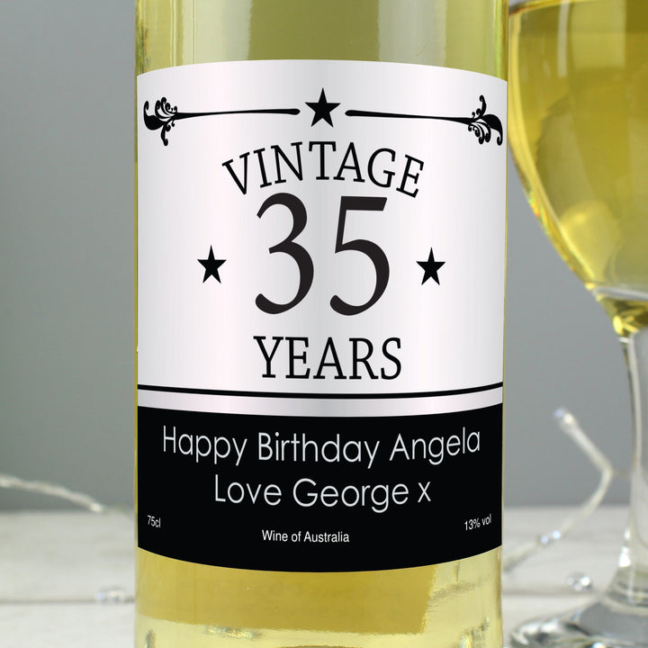 Personalised Vintage Numbers White Wine