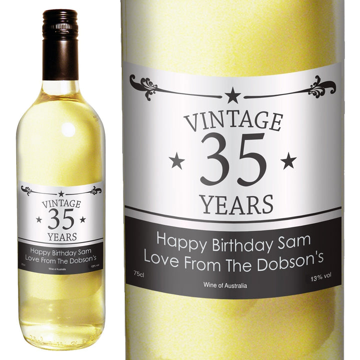 Personalised Vintage Numbers White Wine