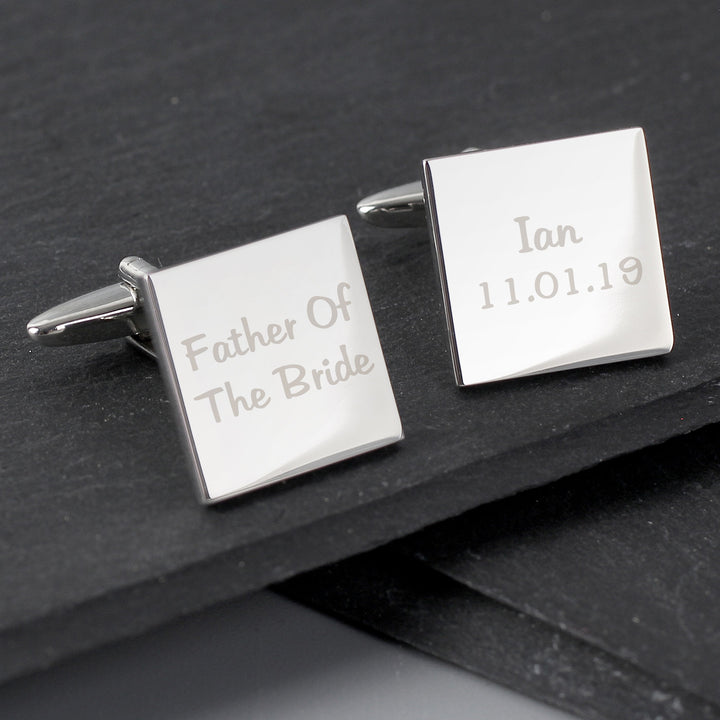 Personalised Wedding Role Square Cufflinks - 2 line