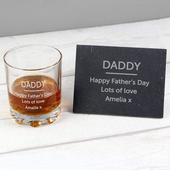 Personalised Whisky Tumbler & Slate Coaster Set