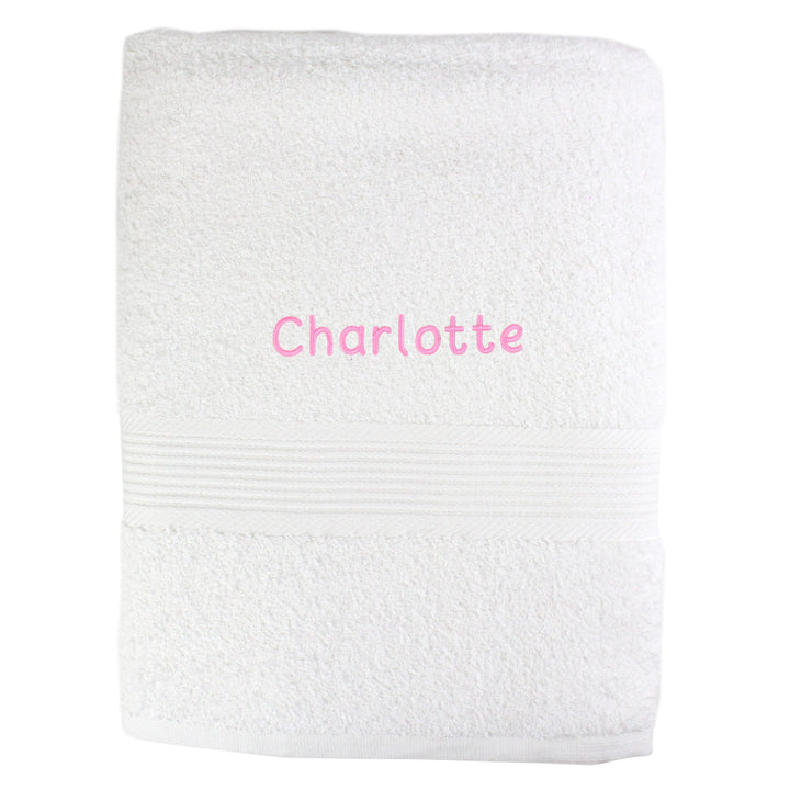 Personalised White Bath Towel - Pink