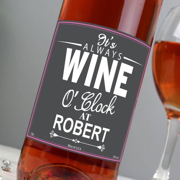 Personalised Wine O'Clock Rose Wine