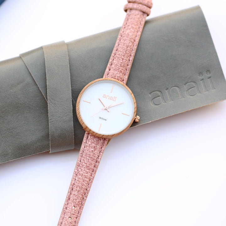 Personalised Women's Handwriting Engraved Anaii Watch - Sweet Pink
