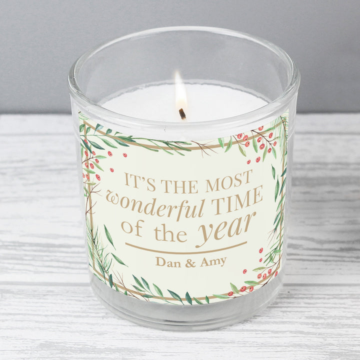 Personalised 'Wonderful Time of The Year' Christmas Scented Jar Candle