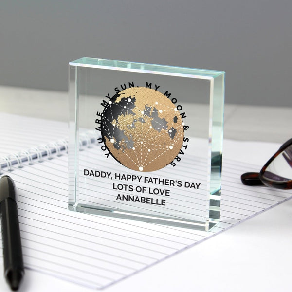 Personalised You Are My Sun My Moon Large Crystal Token - Personalised Paperweights