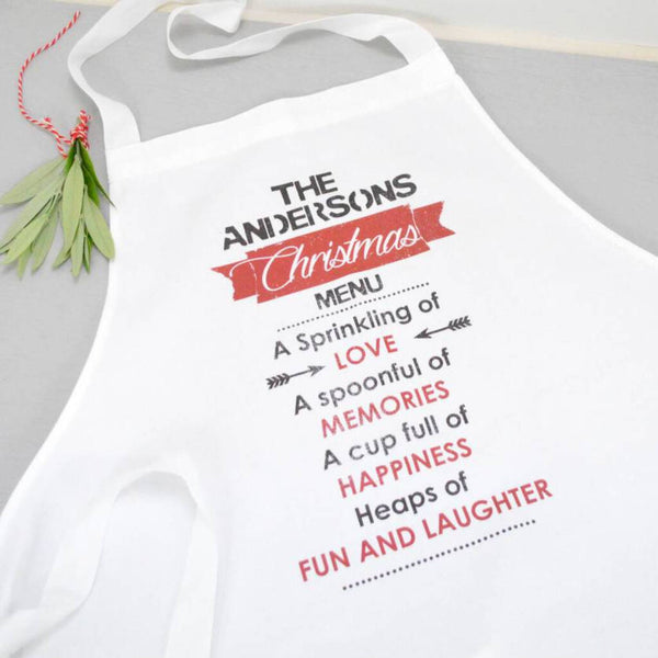 Personalised Your Family Christmas Menu Apron