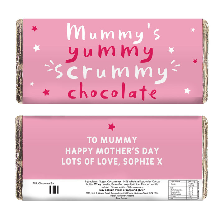 Personalised Yummy Scrummy Mummy Milk Chocolate Bar