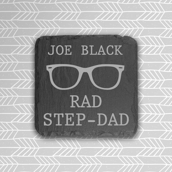 Rad Step-Dad Square Slate Keepsake