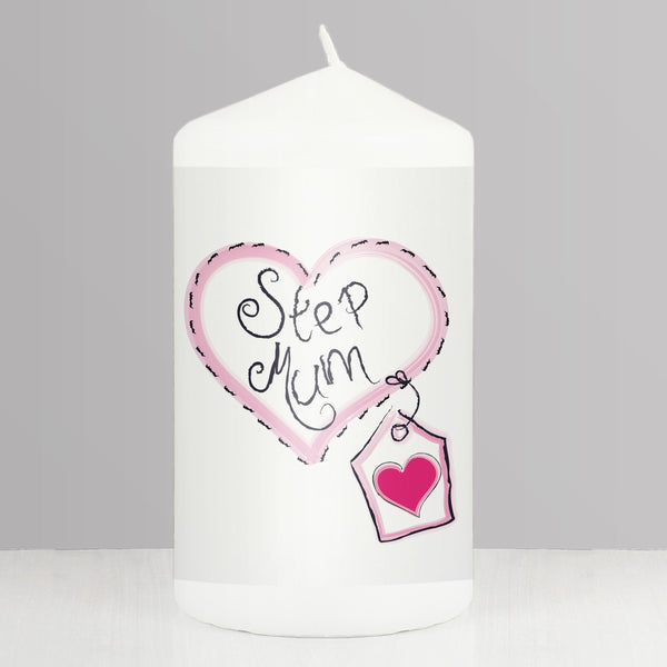 Step Mum Heart Stitch Pillar Candle
