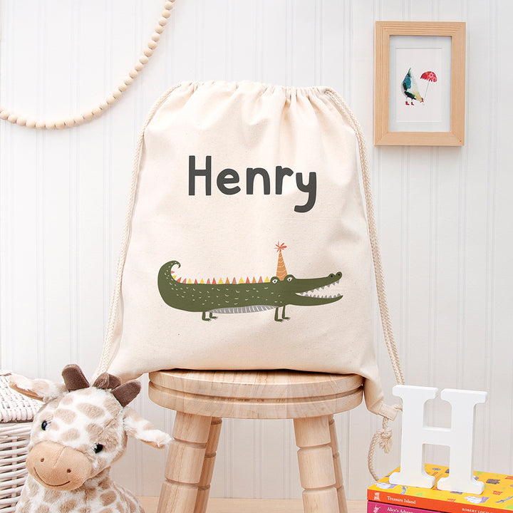 Personalised Crocodile Cotton Nursery Bag