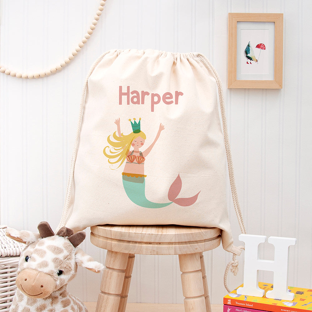 Personalised Mermaid Cotton Nursery Bag