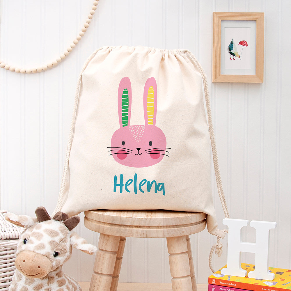 Personalised Rabbit Cotton Nursery Bag