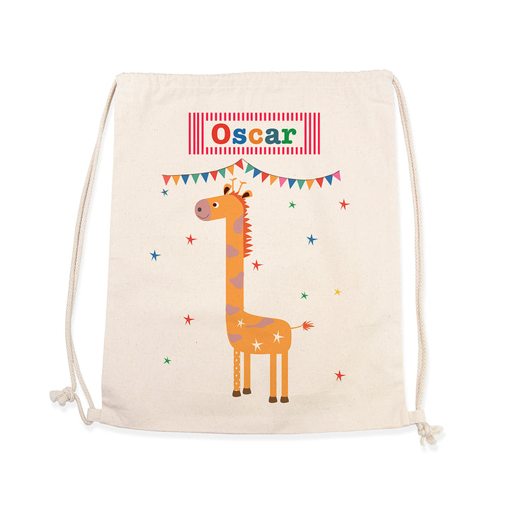 Personalised Kid's Giraffe Cotton Nursery Bag