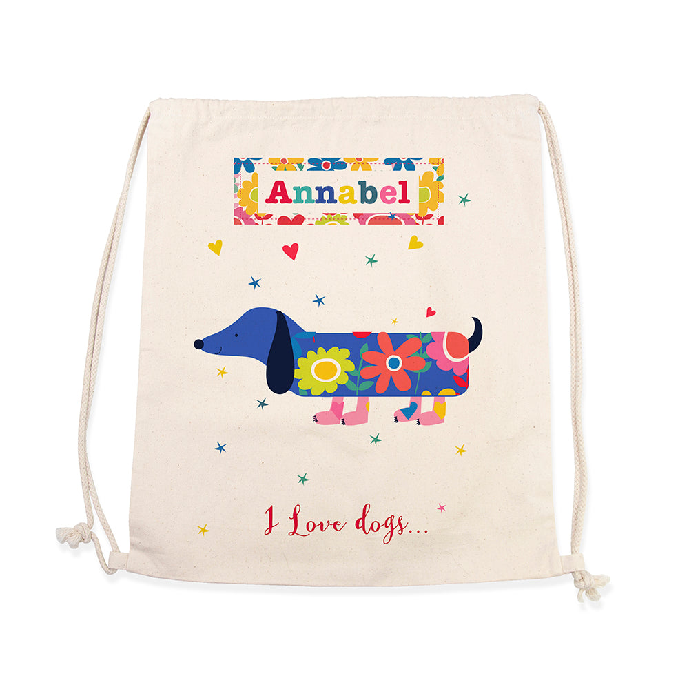 Personalised I Love Pets Cotton Nursery Bag