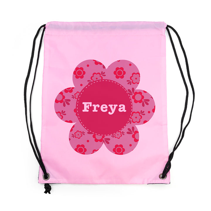 Personalised Classic Pink Flower Waterproof Swim Bag