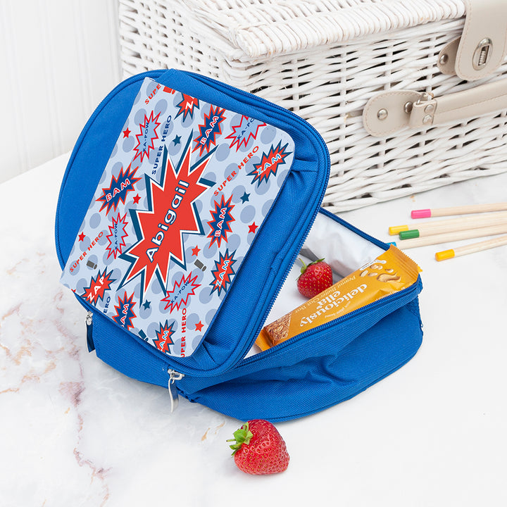 Personalised Superhero Blue Lunch Bag