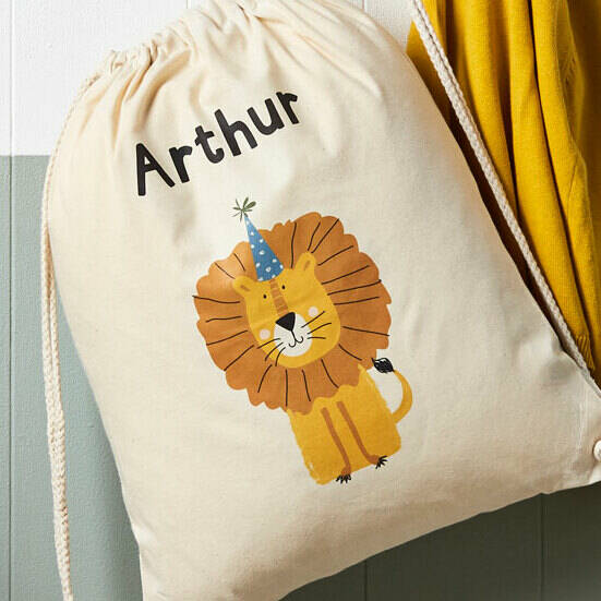 Personalised Lion Cotton Nursery Bag