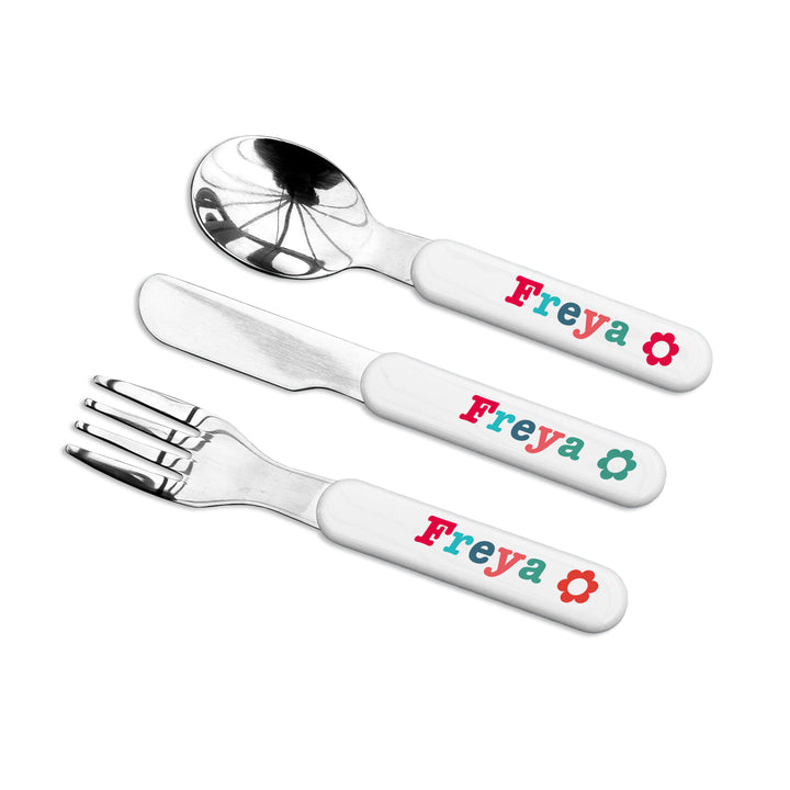 Personalised Kids Little Fox Metal Cutlery Set
