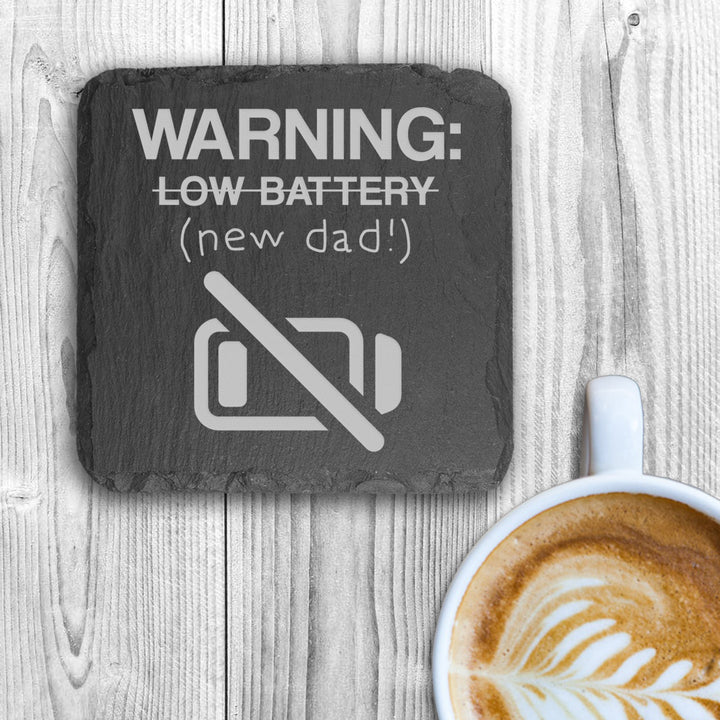 Warning: New Dad Square Slate Keepsake (Non Personalised Gift)