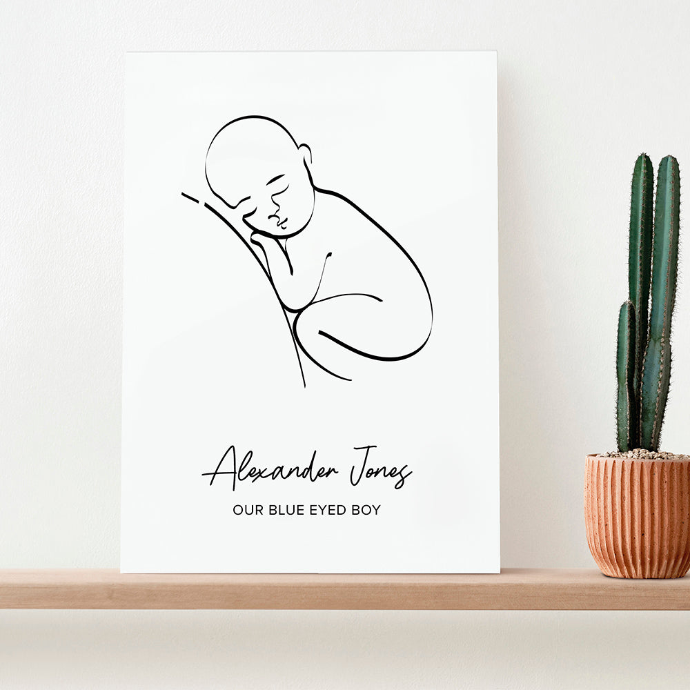 Personalised Line Art Resting Baby Print