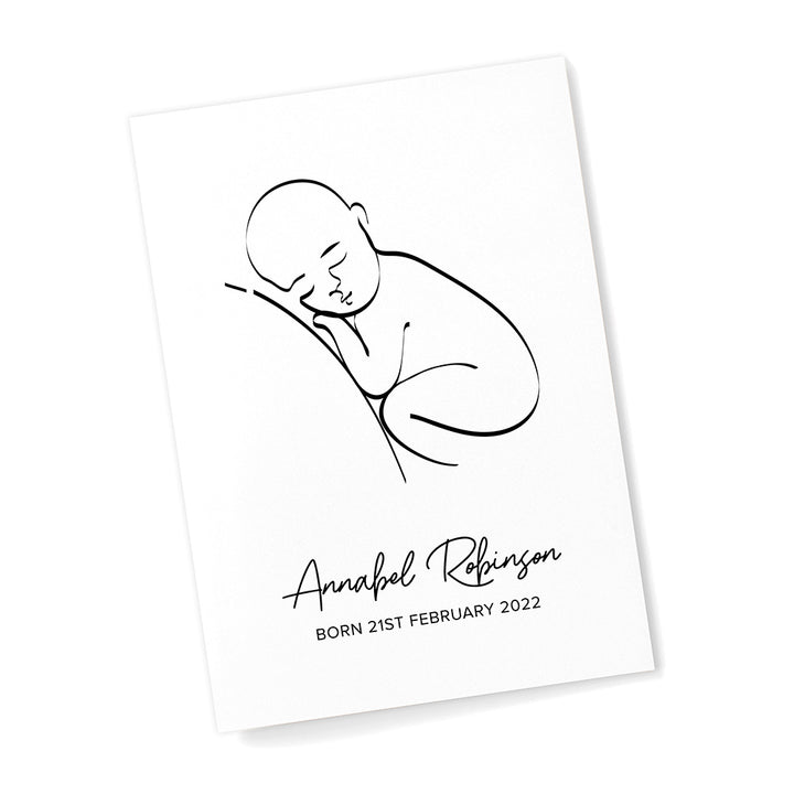 Personalised Line Art Resting Baby Print