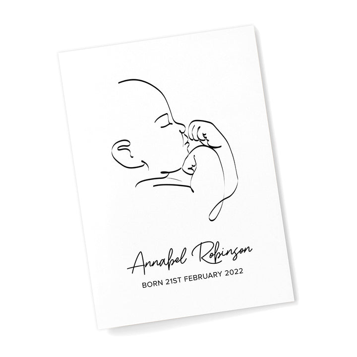 Personalised Line Art Relaxed Baby Print