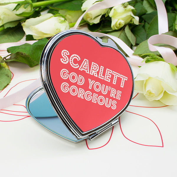 You're Gorgeous! Personalised Heart Compact Mirror 