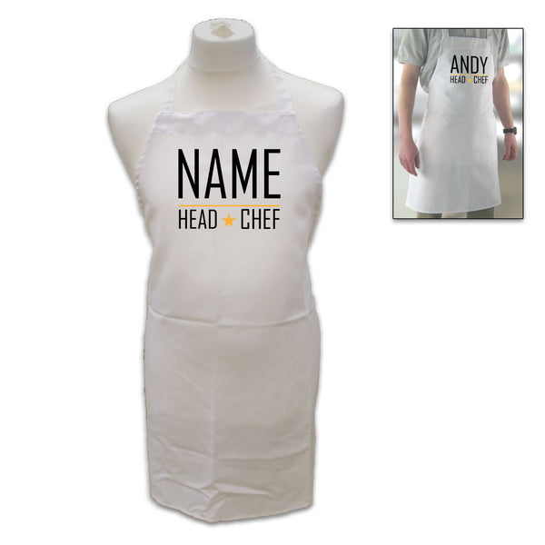Personalised White Adult Apron - Name, Head Chef Image 1