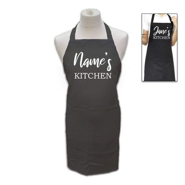 Personalised Black Apron with Name's Kitchen Image 1