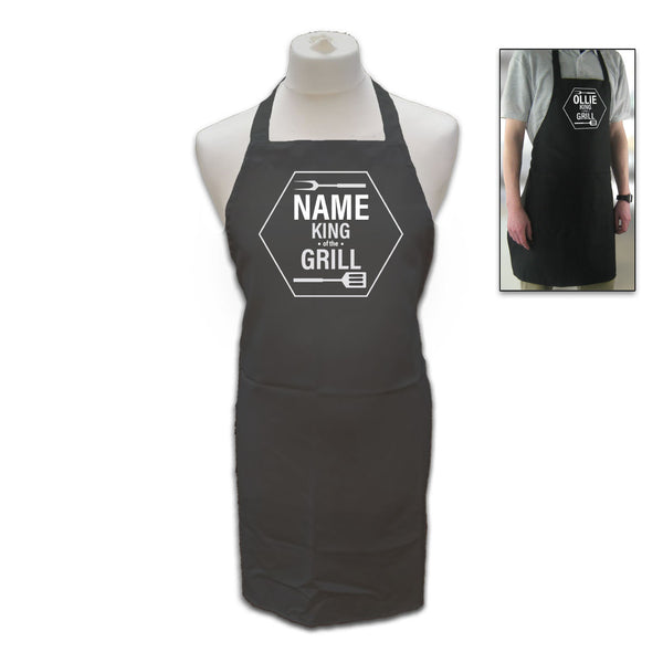 Personalised Black Apron with Name - King of the Grill Image 1