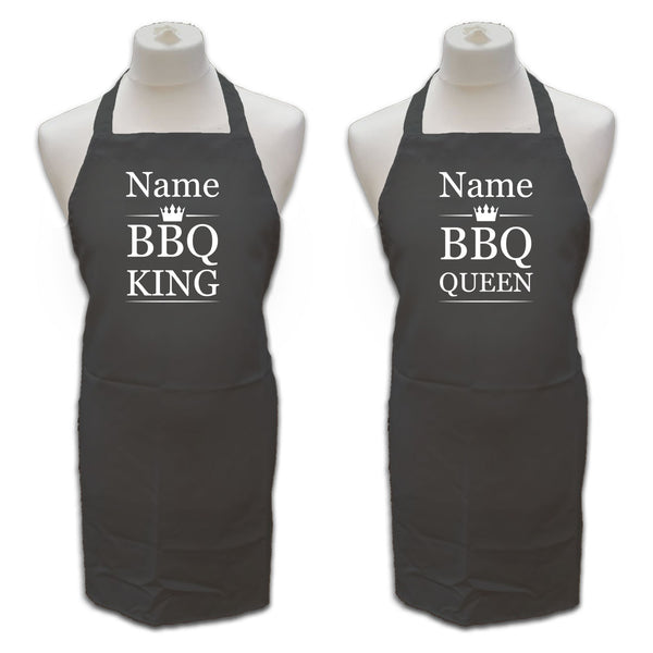 Personalised Black Apron with Name - BBQ King/Queen Image 1