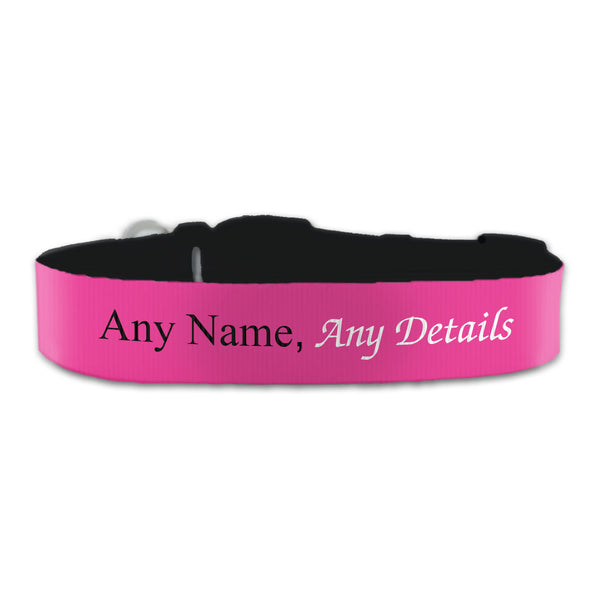 Personalised Large Dog Collar with Pink Background, Personalise with Any Name or Details Image 1
