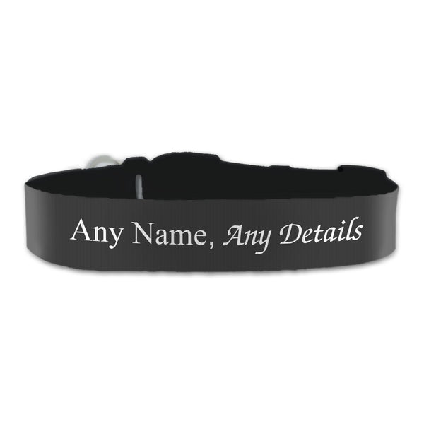 Personalised Large Dog Collar with Black Background, Personalise with Any Name or Details Image 1