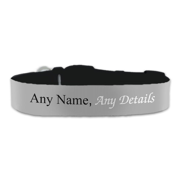 Personalised Large Dog Collar with Grey Background, Personalise with Any Name or Details Image 1